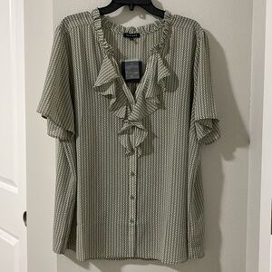 Pleione Printed Flutter Sleeve Blouse